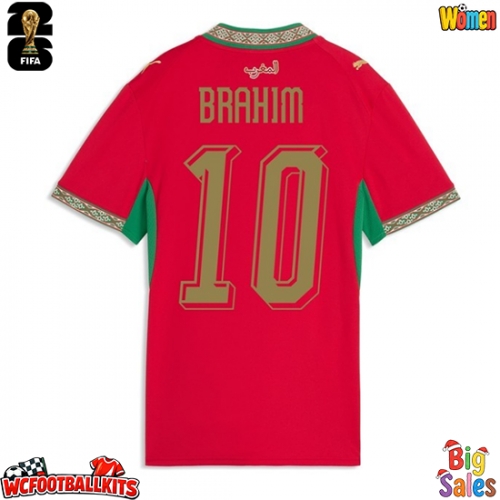 Morocco Brahim Diaz #10 Replica Home Stadium Shirt for Women World Cup 2026 Short Sleeve